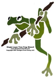 a frog is holding a sticker with the words, single layer frog stencil