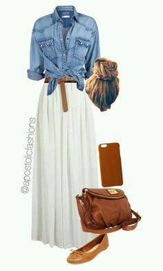 Sandal Tali, Apostolic Fashion, Brown Purse, Mode Boho, Outfits Black, Mode Casual, Modest Clothing, Fashion Hacks, White Skirt