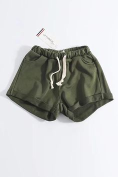 Khaki Drawstring Bottoms Short Length, Khaki Drawstring Bottoms Of Short Length, Khaki Short-length Bottoms With Drawstring, Green Stretch Shorts With Drawstring, Trendy Solid Color Drawstring Shorts, Pleated Maxi Skirt, Loose Jeans, Pleated Maxi, Loose Pants