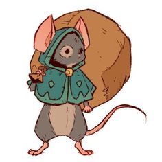 a cartoon mouse with a green jacket on