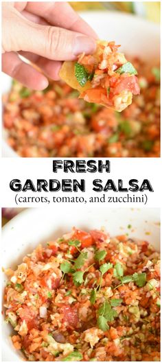 fresh garden salsa with carrots, tomatoes, and zucchini