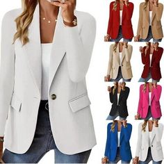 🩲 Item Type: Blazers. 🩱 Elasticity: Non-Stretch. It is made of polyester and features a solid pattern. 🧒 Age: Middle Age. 🧥 Material: Polyester. Mode Tips, Single Breasted Blazer, Elegant Coats, Suit Jackets For Women, Elegant Chic, Breasted Blazer, Mua Sắm, Suits Coats, Solid Tops