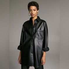 Bnwot // Oversized Fit // Black // Size Small // Sold Out Online Originally $158 // Open To Offers Aritzia Jacket, Leather Jackets, Shirt Jacket, Jackets & Coats, Jackets For Women, Leather Jacket, Leather, Women Shopping, Black