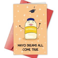 PRICES MAY VARY. This fun graduation card is perfect for graduates of any level and is a great way to say congratulations to your graduates! This card is printed on 300gsm lightly textured card stock for smooth writing. The inside of the card is blank, leaving enough space to write what you want to express. Card measures 8 x 5.3 inches/20.5 x 13.5 cm folded and comes in a red premium envelope. If you have any questions about the product, I will be happy to answer your questions. Thank you for vi Cards For College Students, Hand Drawn Graduation Cards, Funny Grad Cards, Punny Grad Cards, Congrats Grad Card, Ways To Say Congratulations, Funny Graduation Cards, Congratulations Greetings, Graduation Greetings