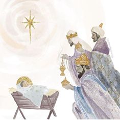 an image of a manger scene with baby jesus in the manger, and a star above him