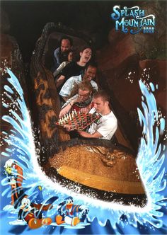 people are riding on an amusement ride in the water at splash mountain, which is one of several theme parks that offer rides for children