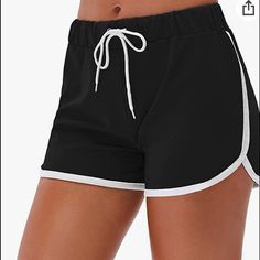 Black Shorts Black Drawstring Shorts For Beach, Black Bottoms For Summer Workout, Black Drawstring Beach Shorts, Drawstring Black Beach Bottoms, Black Drawstring Bottoms For Beach Season, Black Drawstring Shorts For Summer, Beach Season Black Drawstring Bottoms, Stretch Black Shorts For Summer, Black Stretch Shorts For Vacation