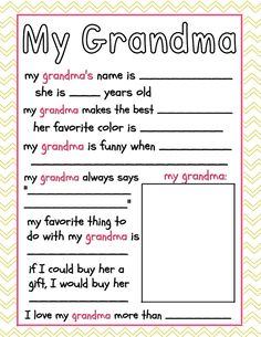 a printable grandma's poem for her grandad to write on the page