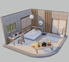 Sims 4 Houses Layout, Modern Bungalow House, Sims House Plans, Sims House Design, Modern Bungalow