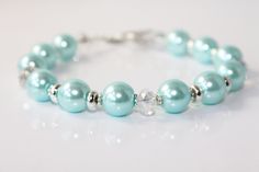 Tiffany Blue Pearl Wedding Bridal Bracele brides maids Aqua Wedding Theme, Aqua Wedding, Tiffany Wedding, Pearl Jewelry Wedding, Antique Engagement Rings, Tiffany And Co, Bridal Bracelet, Blue Pearl, Pearl Wedding