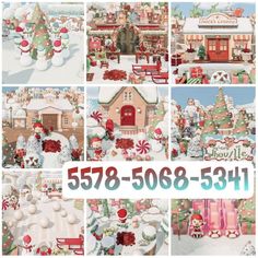 a collage of christmas scenes with santa's sleigh and snowmen