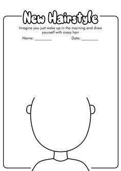 a coloring page with the words new hirstie on it and an image of a person's head