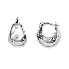 Stainless Steel Polished & CZ Hoop Earrings Mens Earrings Hoop, Medium Hoop Earrings, Stainless Steel Polish, Earrings Hoop, White Earrings, Stainless Steel Earrings, Steel Jewelry, Ear Jewelry, Stainless Steel Jewelry