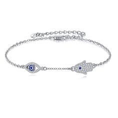 PRICES MAY VARY. 🧿Evil Eye Bracelet:The evil eye symbolizes good luck, health, growth, and strength, and the Hamsa (Hand of Fatima) symbolizes protection, blessing, power, and the ability to ward off all bad things. Wish the evil eye bracelet will bring you good luck. 🧿 Material: 925 sterling silver Evil Eye and Hamsa Bracelet, hypoallergenic, tarnish resistant,nickel-free,lead-free,cadmium-free,suitable for long-term wear,not contain any allergic element. 🧿Size: Evil Eye bracelet chain Lengt Protection Blessing, Evil Eye Hamsa, Hamsa Jewelry, Layered Bracelet, Hamsa Bracelet, Protection Amulet, Bracelet Chain, Bad Things, Hand Of Fatima