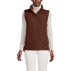 On chilly days when you need an extra layer to stay warm and cozy there's no beating our FeatherFree™ insulated vest. Made using 100% recycled fabric and insulation it has a water-resistant finish so a drizzle won't leave you soaked. Diamond quilting keeps the insulation in place and evenly distributed. The stand collar shields your neck from icy breezes pockets provide a place to warm cold hands and a storm flap behind the full zip provides an extra level of protection. Lightweight Vest, Womens Puffer Vest, Plus Size Coats, Outerwear Vest, Rustic Brown, Vest Fashion, Hem Style, Women's Coats & Jackets, Outerwear Coats