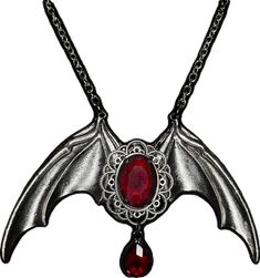 Silver Vampire Style Necklace, Gothic Halloween Costume Necklace, Vampire Style Necklace For Halloween, Gothic Halloween Costume Jewelry, Vampire Style Necklaces For Halloween Cosplay, Gothic Silver Necklace For Cosplay, Red Gothic Necklace For Cosplay, Gothic Red Necklace For Cosplay, Gothic Costume Jewelry For Halloween