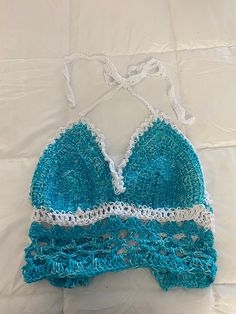 Fun and summery hand made halter top! It can fit most sizes due to its tie closures! Enjoy :) Crochet Halter Top, Womens Halter Tops, Blue Crochet, Crochet Halter, Crochet Halter Tops, Halter Tops, Halter Top, Crochet Bikini, Womens Clothing Tops