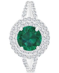 in stock Macy's Jewelry With Round Halo Setting, Macy's Jewelry With Halo Setting, Macy's Jewelry With Round Center Stone, Green Halo Jewelry With Round Cut, Green Halo Round Cut Jewelry, Green Round Cut Halo Design Jewelry, Green Halo Design Round Jewelry, Macy's Green Jewelry For Anniversary, White Sapphire