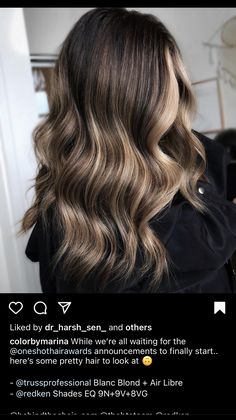 Color Melting Hair, Brunette With Blonde Highlights, Dark Hair With Highlights, Work Hairstyles