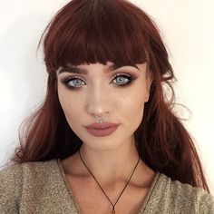 Brunette Hair Pale Skin, Brownish Red Hair, Ombre Wavy Hair, Dragon Inspiration, Eva Hair, Dark Auburn Hair, Hair Pale Skin, Cute Bangs, Ginger Hair Color