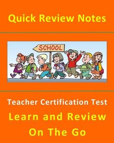 an orange book cover with children running in front of a sign that says, quick review notes