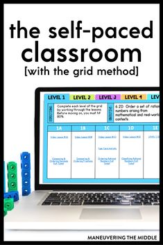 the self - paced classroom with the grid method is shown in front of a laptop