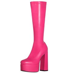 Shop Fuchsia Pull On Platform Knee High Boots Chunky Heels Almond Toe Boots color Fuchsia for Dancing Club, Date, Music Festival, Night Club with worldwide Free shipping & Free return. Pink Round Toe Heels For Fall, Fall Pink Round Toe Heels, Pink High Heel Platform Boots For Winter, Pink Knee-high Platform Boots For Spring, Pink Round Toe Heeled Boots For Winter, Spring Pink Knee-high Platform Boots, Trendy Pink Platform Boots For Fall, Trendy Pink Fall Platform Boots, Pink Block Heel Boots For Party