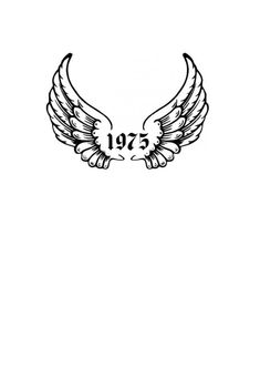 an old logo with two wings and the number twenty five in black on a white background