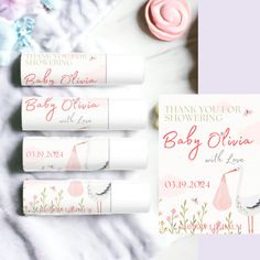 Personalized lip balms for any occasion! Want to send your party guests off with a small gift to thank them for attending your special event? Our lip balms are a customer favorite Bridal or Baby Shower favor! We want to make you something you are excited to gift to your closest family and friends. A thoughtful gift doesn't need to be expensive. It just needs to connect, and that's what we strive to do. Make gifts that create meaningful connections between others. We'd love to help you do that. ? Girl Baby Shower Gifts, Personalized Lip Balm, Lip Balm Favors, Peppermint Lip Balm, Baby Shower Favours, Lip Balm Gift, Flavored Oils, Baby Girl Shower Gifts, Meaningful Connections