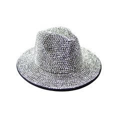 "Flashy all over gem colorful hat in fedora style. Stiff and sturdy design. Measures 22.5\" in circumference Colors: Black Silver AB Purple AB Red AB Green" Silver Brimmed Party Hat, Adjustable Silver Party Hat, Silver Short Brim Hat For Party, Trendy Fedora With Curved Brim For Parties, Silver High Crown Hat For Party, High Crown Silver Hat For Party, Adjustable Short Brim Fedora For Parties, Adjustable Brimmed Fedora For Parties, Trendy Wide Brim Fedora For Party