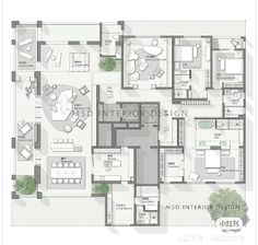 the floor plan for an apartment with three bedroom and two bathroom areas, including one living room