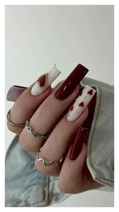 Indulge in the rich, romantic hue of cherry wine nails, perfect for adding a touch of sophistication to any look, day or night. Aesthetic Y2k Nails, Paznokcie Hello Kitty, Wow Nails, Fall Gel Nails, Easy Nails, Nail Swag