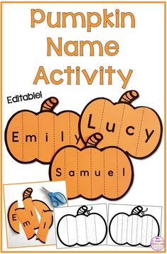 Pumpkin Name Activity Craft, free editable templates Pumpkin Name Craft, Pumpkin Activities Preschool, Pumpkin Activity, Pumpkin Lessons, Name Activities Preschool, Pumpkins Preschool, Name Activity, Halloween Lesson, Preschool Names