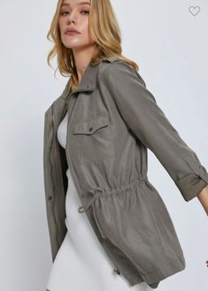 The PERFECT spring / cools summer nights jacket! This soft suede feel jacket is a must to add to your wardrobe to class up any outfit. small 2-4 medium 6-8 large 10-12 Casual Khaki Leather Jacket, Spring Collared Leather Jacket With Pockets, Chic Long Sleeve Suede Outerwear, Casual Suede Leather Jacket With Pockets, Chic Suede Outerwear With Pockets, Casual Suede Jacket With Suede Overlays, Casual Suede Leather Jacket With Suede Overlays, Casual Suede Leather Jacket With Overlays, Casual Khaki Long Sleeve Leather Jacket