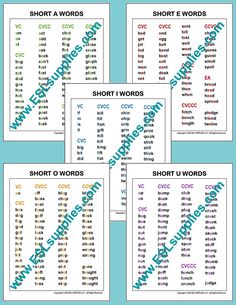 four short and long words worksheets