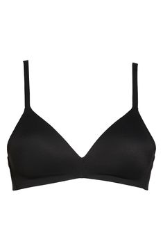 Ultrasoft brushed fabric covers the stretch foam-lined cups of a bra that smoothes and shapes without wires, tailored at the neck and underarms for a flawless foundation. 2-hook closure for sizes 34–36A, 30–38B, 30–36C, 30–34D, 30–32DD 3-hook closure for sizes 34–36DD, 34DDD, 36–38D, 38C Strap width increases with larger sizes Side boning enhances shape Leotard back for a smooth, bulge-free fit Lined 81% nylon, 19% spandex Hand wash warm, line dry Imported Lingerie Black No-show Soft Touch Bra, Black No-show Soft-touch Bra, Black Soft Touch No-show Bra, Classic Black Seamless Bra, Modern Seamless Bra, Flawless Foundation, Free Tshirt, Fabric Gift Bags, T Shirt Bra