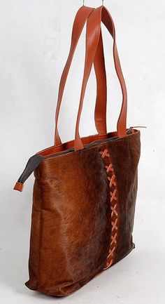 Dark Brown Cow hide Tote Purse – Boho Living Room Thick Stitching, Cowhide Purse, Brown Cow, Cowhide Bag, Brown Cowhide, Boho Purses, Cow Hide, Ykk Zipper, Tote Handbag