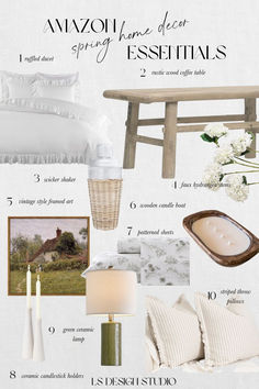 an image of a bedroom with white furniture and accessories on it's side table