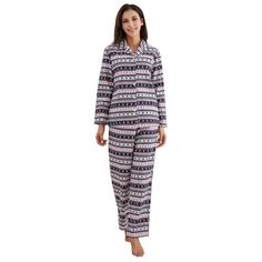 Pajama Set Sleepwear Women Printed Flannel East Urban Home Size: M | East Urban Home RH Cotton Pajama Set Sleepwear Womens Printed Flannel Long Sleeve Night RHW2790 34.0 H in black / white100% Cotton in Navy | Wayfair Cotton Pajama Set, Cotton Pajama Sets, Cotton Pyjamas, Pajama Set Women, Flannel Fabric, Sleepwear Women, Cotton Flannel, Pajamas Women, Women Lingerie