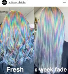 Prism Hair, Fantasy Hair Color, Holographic Hair, Opal Hair, Witch Hair, Pulp Riot Hair, Multi Colored Hair, Neon Hair, Attitude Clothing