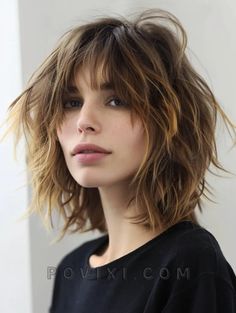 Explore 36 Trendsetting Lob Haircut with Bangs Styles for All Face Shapes in 2024 Angled Bangs, Curly To Straight, Messy Bangs, Bangs Styles, Straight Across Bangs, Asymmetrical Bangs, Curly Lob