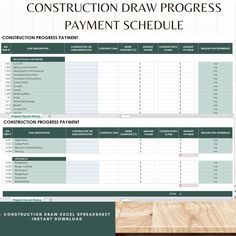 the construction draw progress sheet is shown