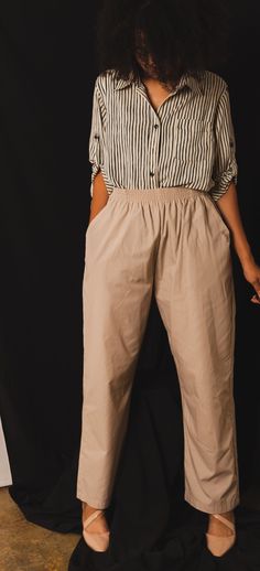 The perfect khaki. elastic waist for estra cuteness and comfort. And deep Pockets!! Solid Color Everyday Pull-on Bottoms, Comfortable Relaxed Fit Pants For Day Out, Trendy Khaki Bottoms With Elastic Waistband, High-waisted Everyday Pull-on Style Bottoms, Beige Cotton Harem Pants For Fall, Everyday High-waisted Pull-on Pants, Fall Beige Cotton Harem Pants, Khaki Harem Pants With Elastic Waistband For Fall, Chic Beige Pull-on Style Pants