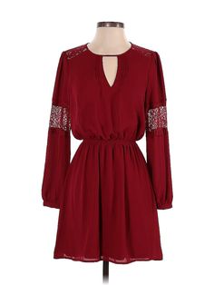 Express Casual Dress Size: X-Small Burgundy Dresses - used. 100% POLYESTER, Keyhole, Short, Long Sleeve | Express Casual Dress: Burgundy Dresses - Used - Size X-Small Burgundy Casual Dress, Burgundy Dresses, Burgundy Dress, Short Long, Casual Dresses For Women, Casual Dress, Casual Dresses, Women Handbags, Womens Dresses