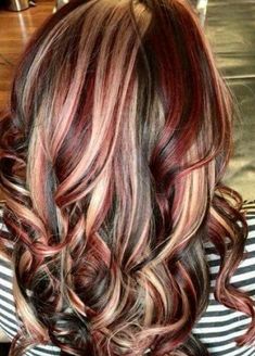 Cute Hair Colors For Summer, Cherry Coke Hair Color With Highlights, Burgundy And Blonde Hair, Burgundy Blonde Hair, Burgundy Hair With Highlights, Red Blonde Hair, Perfect Hair Color, Hair Color Unique