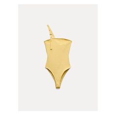 Straight neck rib bodysuit. Asymmetric strap with metal buckle. Bottom snap button closure. Zara Bodysuit, Straight Neckline, Ribbed Bodysuit, Beauty Sale, Trouser Jeans, Shoes Trainers, Light Yellow, Metal Buckles, Leather Coat