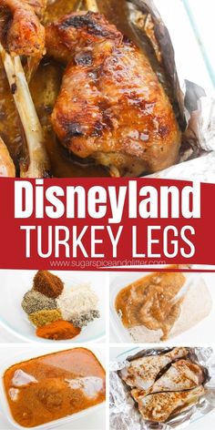 disneyland turkey legs in tin foil with sauces and seasonings