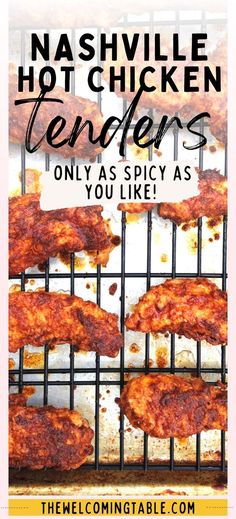 Nashville Hot Chicken Tenders draining on a black wire rack. Nashville Hot Chicken Sauce Recipe, Nashville Hot Chicken Sauce, Hot Chicken Sauce Recipe, Hot Chicken Sauce, Nashville Hot Chicken Tenders, Hot Chicken Tenders, Chicken Sauce Recipes, Chicken Sauce, Fried Chicken Tenders