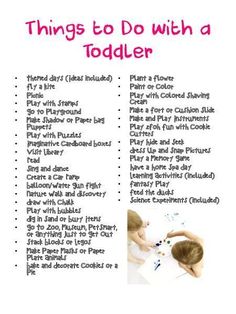 a poster with the words things to do with a toddler on it and pictures