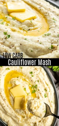 two images showing how to make cauliflower mash